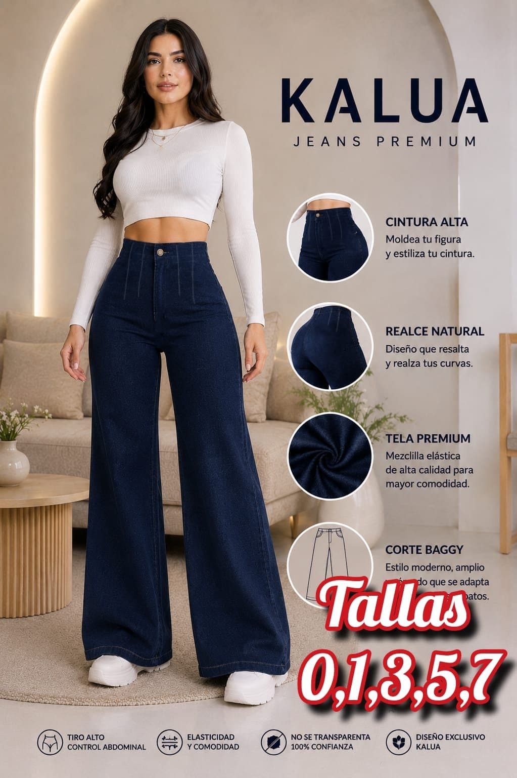 Kalua High-Waist Baggy Jeans - Dark Blue sold by ATHERYA