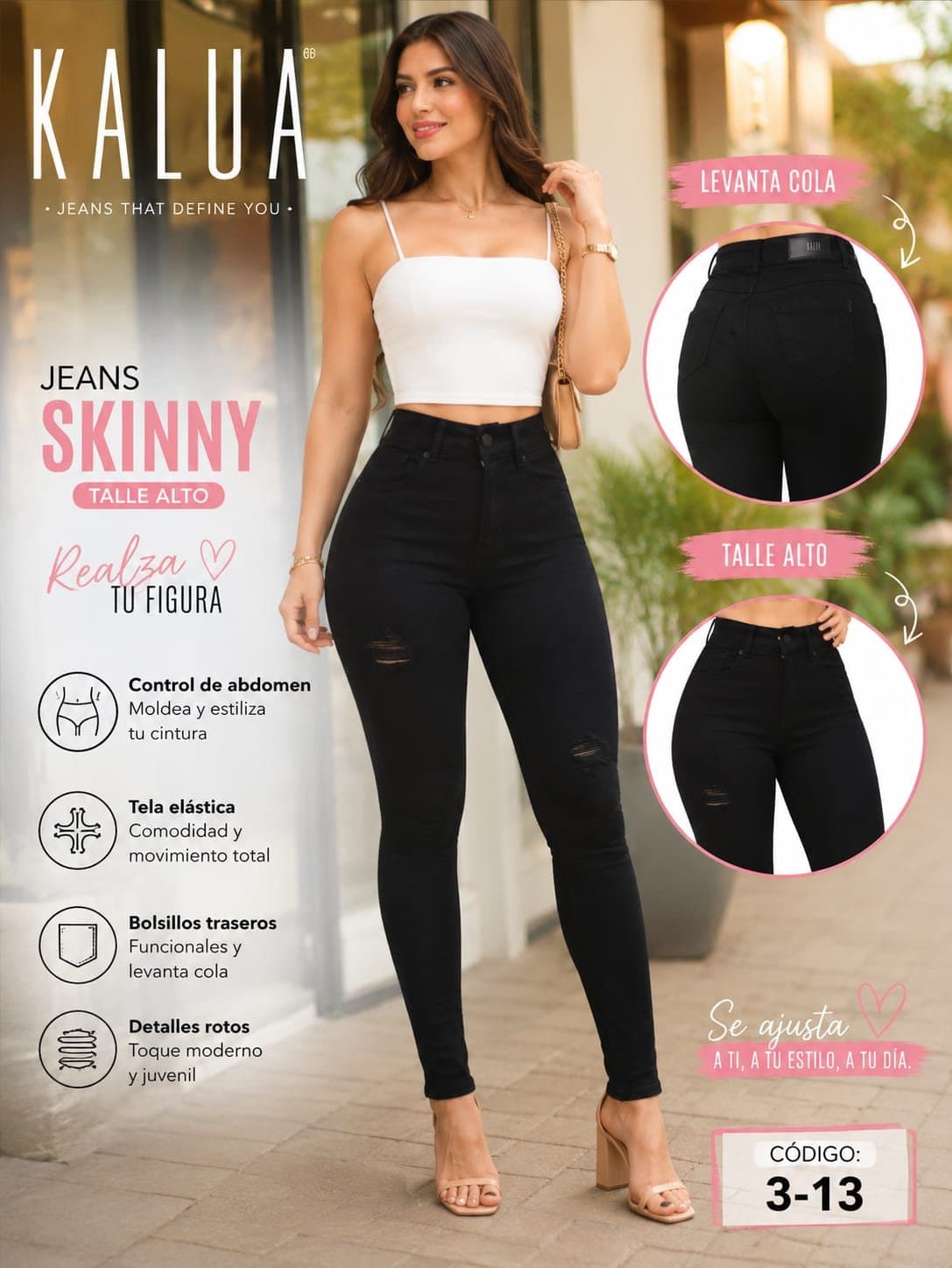 Kalua High-Waist Distressed Skinny Jeans - Black sold by ATHERYA