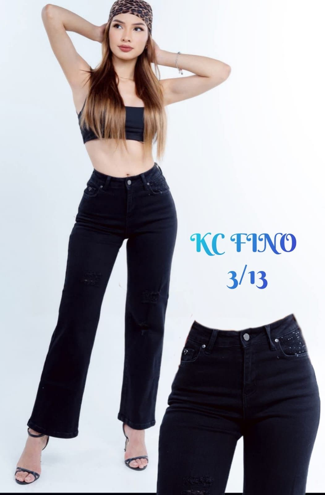 KC Fino Black Wide-Leg Jeans sold by ATHERYA