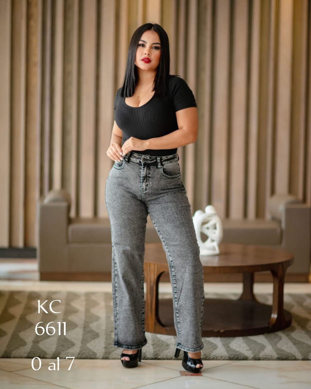 KC 6611 Gray Straight-Leg Jeans sold by ATHERYA