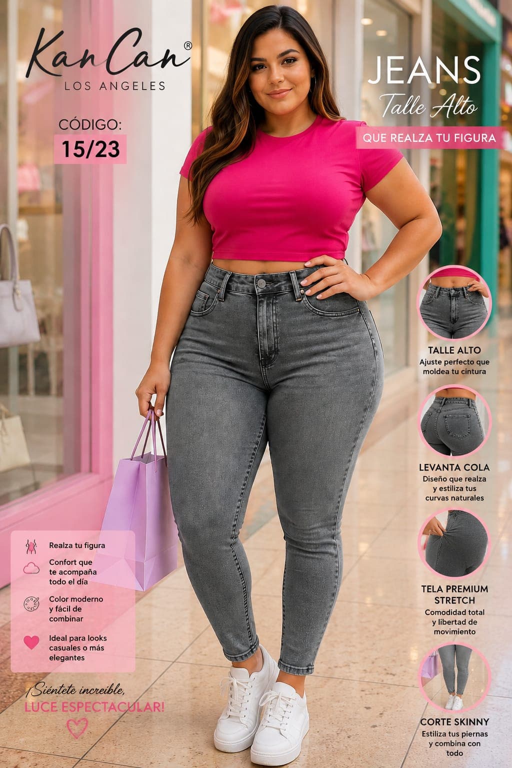 KanCan Plus-Size High-Rise Skinny Jeans - Gray Wash