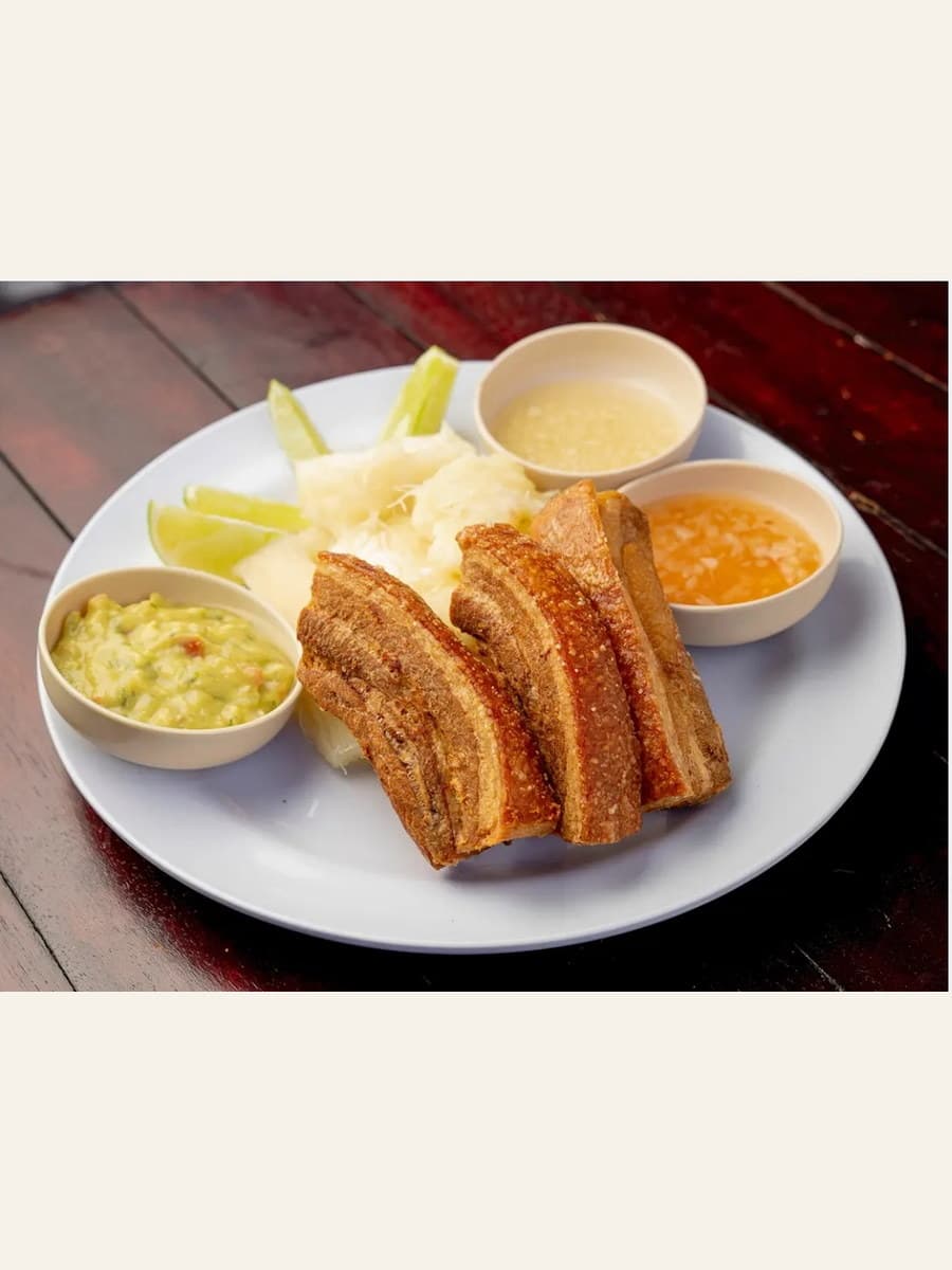 Meaty chicharron plate sold by Santa Perla