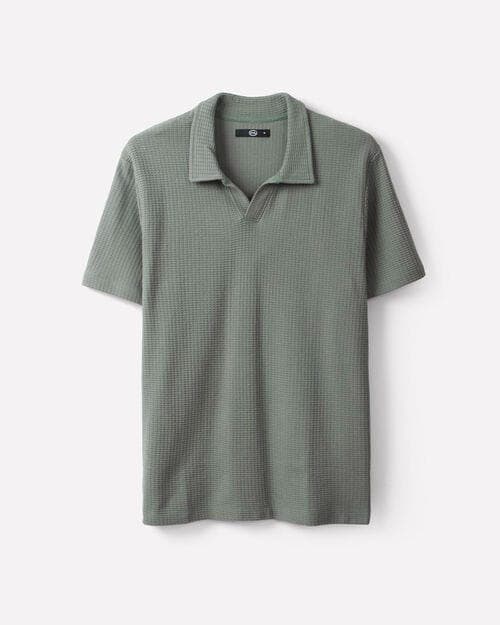 Sage Green Textured Open-Collar Polo sold by Mi Pequeño Closet - Tiendita D'Sofi
