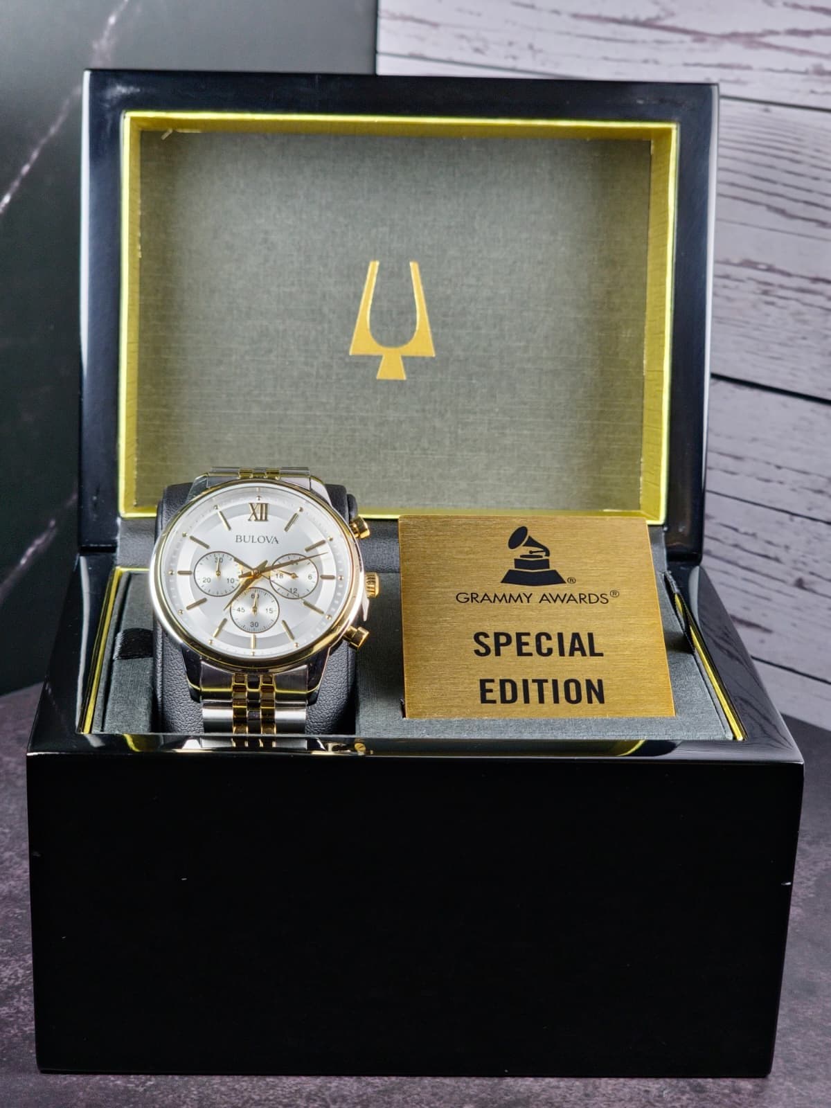 Bulova Grammy Awards Special Edition Chronograph — Two-Tone / White Dial, seller-confirmed authentic men's watch sold by Oilvas Store