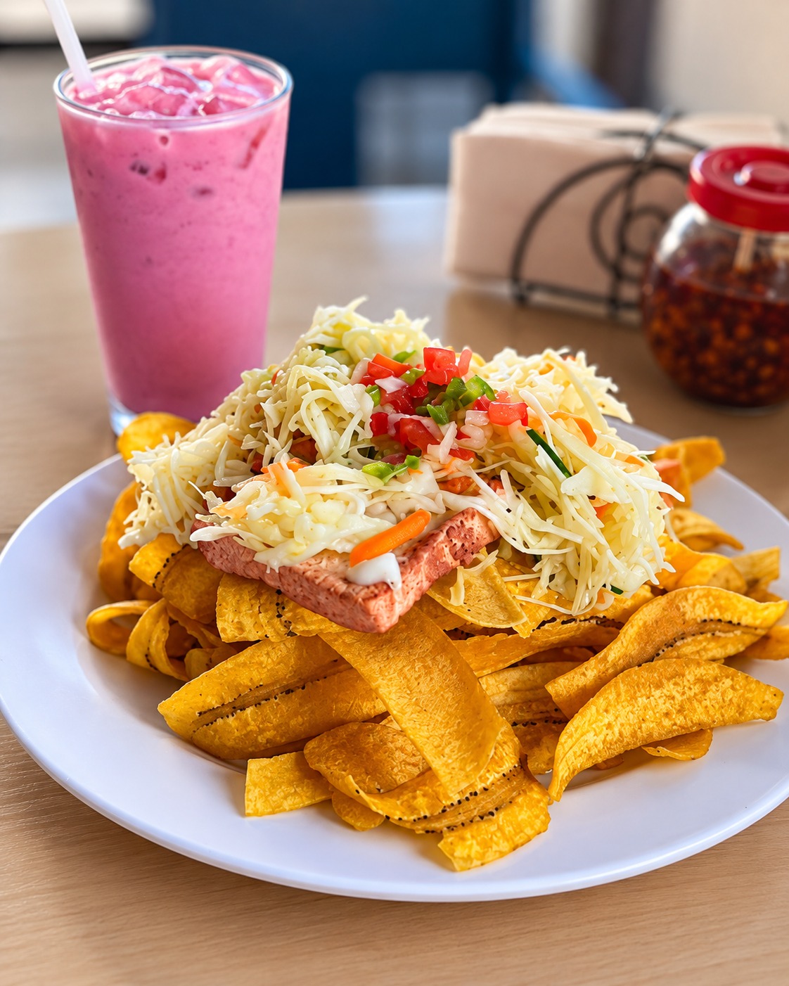 Tajadas con queso y ensalada fresca